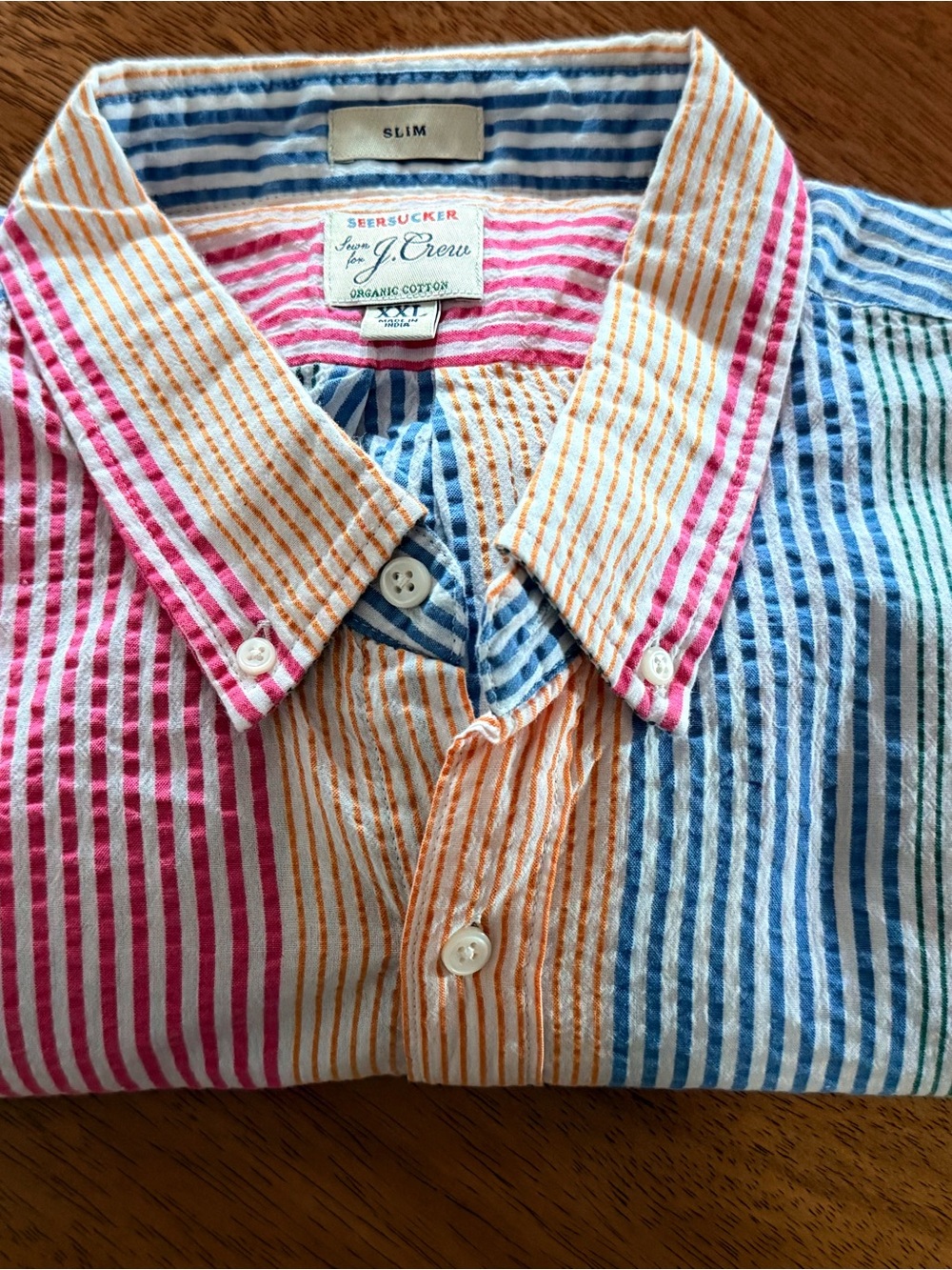 J. Crew Seersucker Button-Down shirt in multicolor Stripes, Men’s size XXL